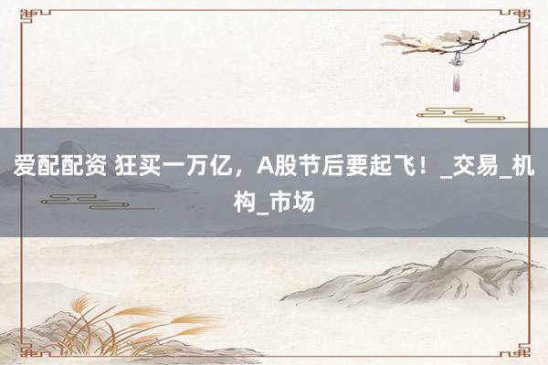 爱配配资 狂买一万亿，A股节后要起飞！_交易_机构_市场